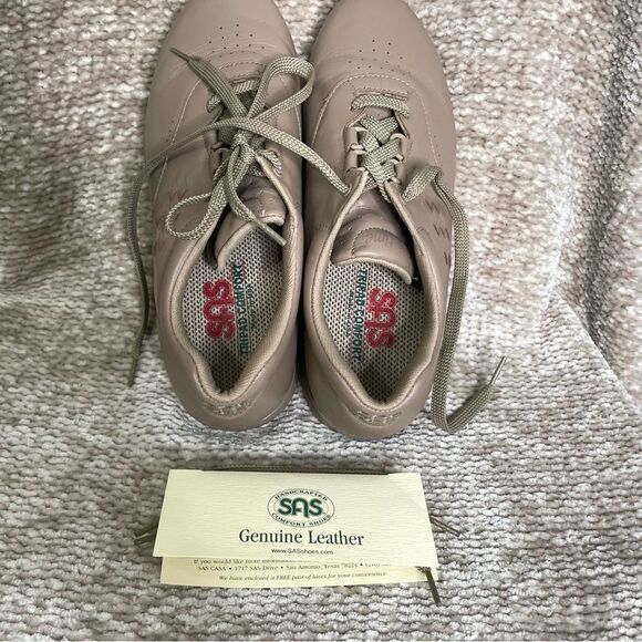 SAS Free Time Shoes Womens 9M Beige Leather Tripad Comfort Lace Up Walk Work - Picture 6 of 8